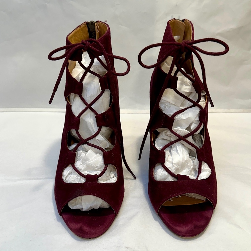 Nine West Unforgettable Burgundy Lace Up Stiletto Women's Shoes